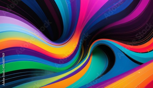 An abstract image featuring a vibrant swirl of colors. The dynamic patterns and bold hues create a sense of motion and energy, making it a visually striking piece perfect for artistic and decorative