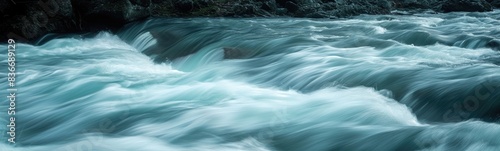 Large amount of water flowing down a river