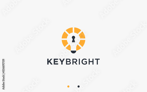 bulb with key logo design vector silhouette illustration