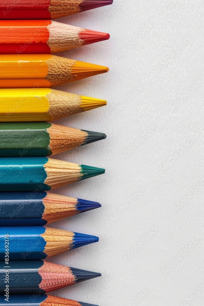 Colored pencils set on a plain white background Colored pencils set on a plain white background