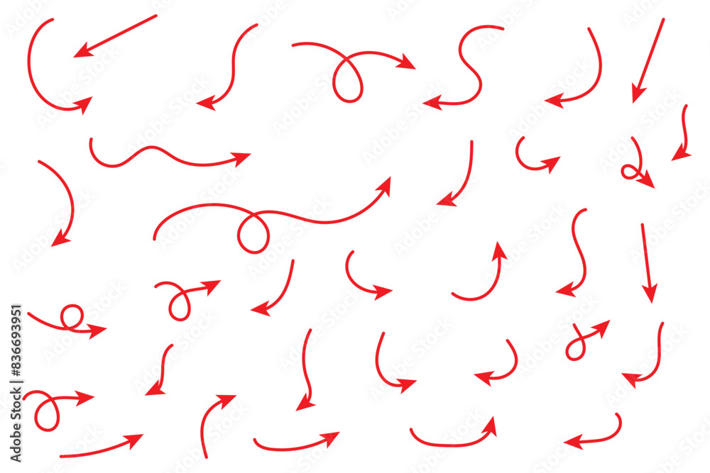 Hand drawn arrows set. Vector doodle icon. Hand drawn arrows set. Vector doodle icon.