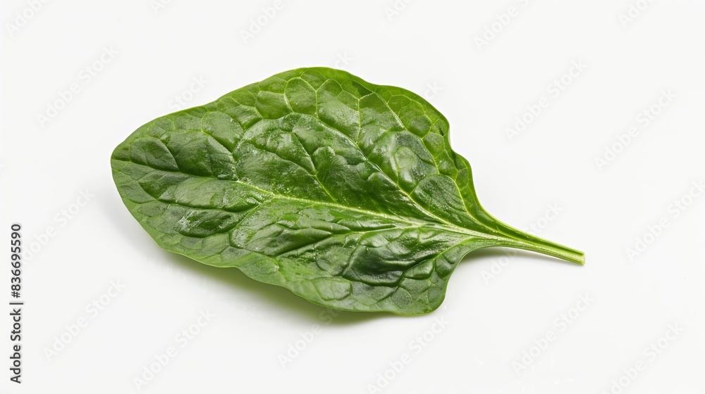 fresh green spinach leaf isolated on white background. healthy veggie nature food concept