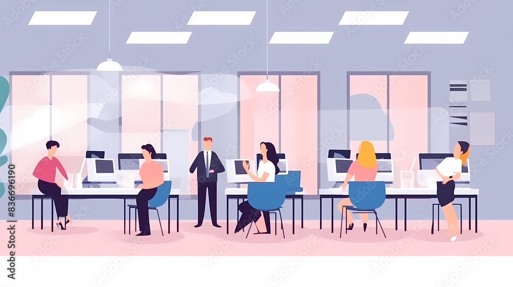Training of employees in the office. Paper cut style. Training of employees in the office. Paper cut style.