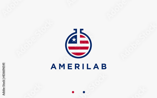 American Lab Logo Design Vector Silhouette Illustration