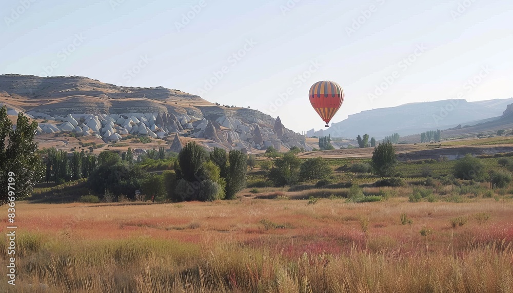 Obraz premium Majestic Hot Air Balloon Tour over the Stunning Valley of Cappadocia, Turkey (AR 7:4)
