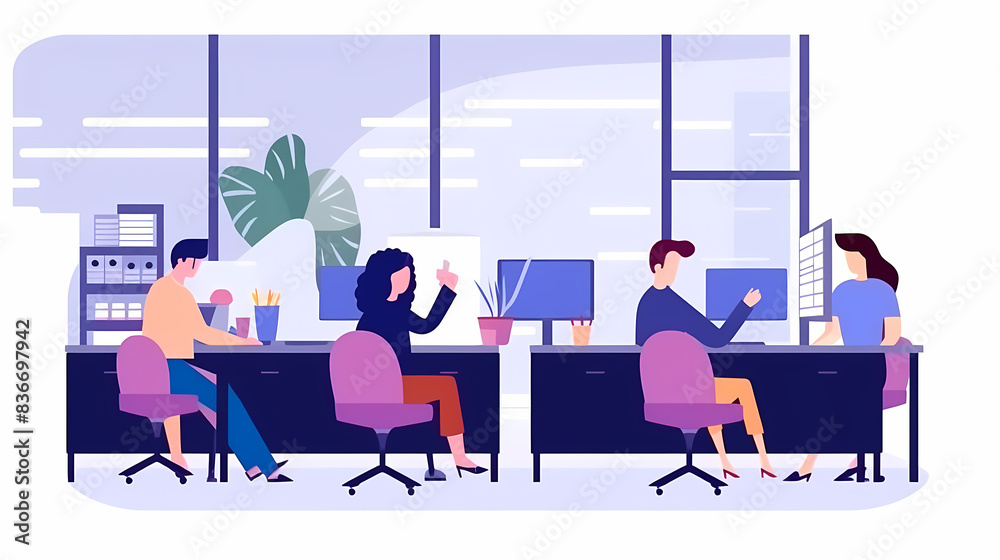 Training of employees in the office. Paper cut style. Training of employees in the office. Paper cut style.