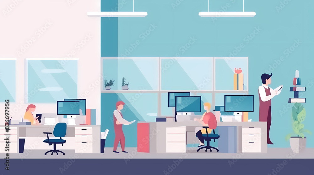 Training of employees in the office. Paper cut style. Training of employees in the office. Paper cut style.