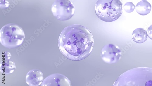 Wallpaper Mural Macro shot of various air bubbles in water rising on a light blue background. Super slow motion Beauty glossy Moisturizing bubble blobs or drops 3D animation design Torontodigital.ca