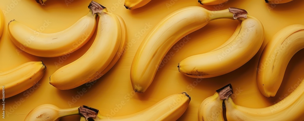 ripe bananas artfully arranged on a vibrant yellow background. ripe bananas artfully arranged on a vibrant yellow background.