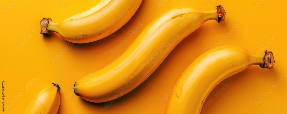 ripe bananas artfully arranged on a vibrant yellow background. ripe bananas artfully arranged on a vibrant yellow background.
