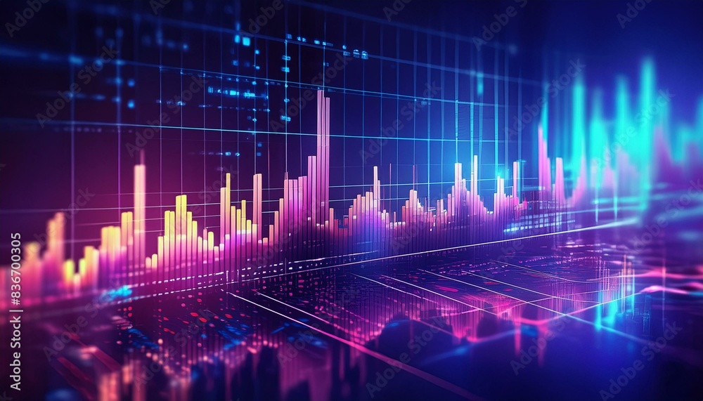 Stock Trading and Visualization of Stock Market and Forex Chart - Investment in the Economy - Digital Chart - Increase and Decrease of Stocks - Data for Profit on Exchange Market