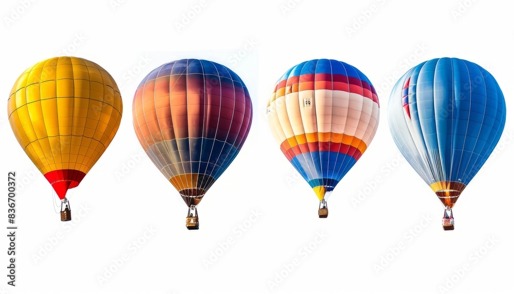 Fototapeta premium Vibrant Hot-Air Balloons Soaring Against a Pure White Sky - AR 7:4