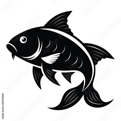 Solid color Carp fish animal vector design