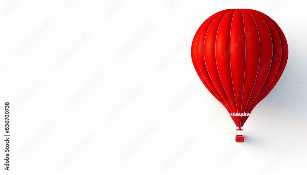 Obraz premium Crimson Skyward: A Stunning Red Hot Air Balloon Soaring in a Blank Canvas