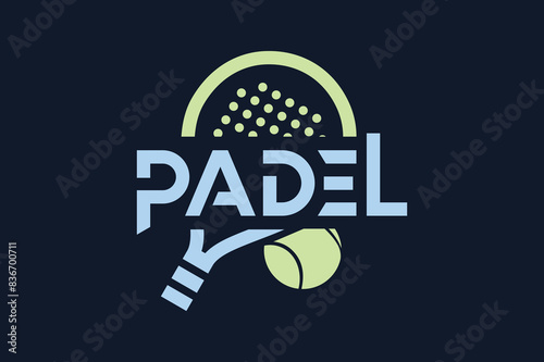 Padel logo, padel racket and ball logo design vector