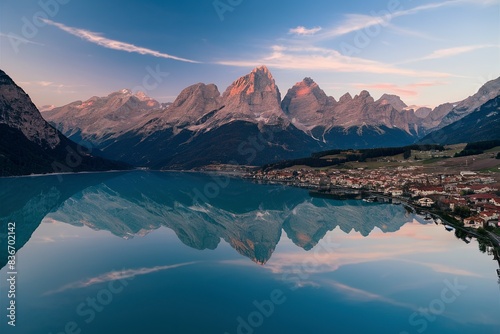 View over Sauris lake in Italian Alps