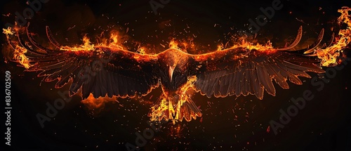A vulture with wings of dark fire photo
