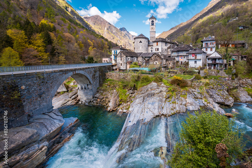 Lavertezzo Village view in Valle Verzasca of Switzerland photo