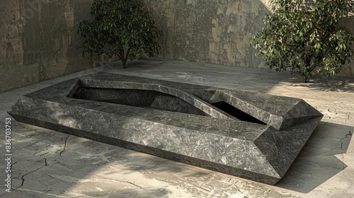 3D Model Abstract Art of Enduring brutalist granite abstract veteran monument honoring remembered sacrifices photo