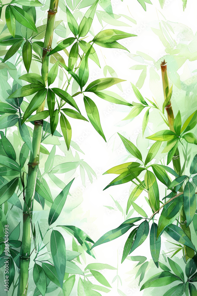 Lush Green Leaves on White Background Lush Green Leaves on White Background