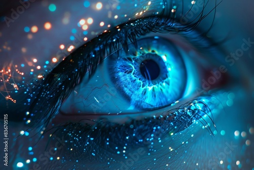 High quality blue eye vision future banner for promoting vision health and eye care photo