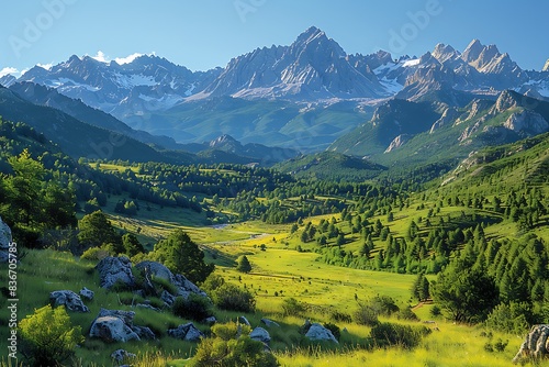 panoramic landscape with mountain range
