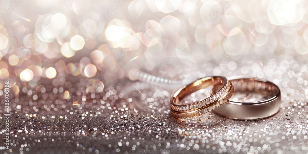 a image of two wedding rings on a shiny surface a image of two wedding rings on a shiny surface