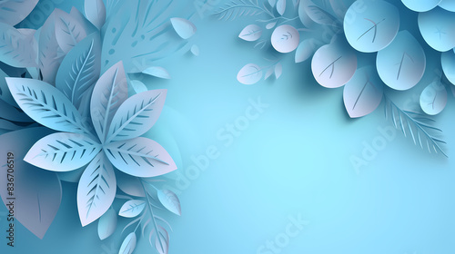 Background with light blue gradient color paper cut vector image