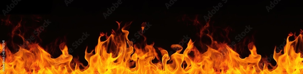 The burning flames are isolated on a black background
The burning flames are isolated on a black background