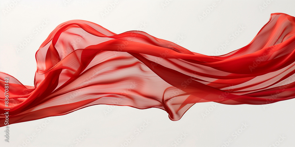 Großer, langer roter Schal, der seitwärts im Wind schwingt, auf einem weißen Hintergrund. Geeignet zur Fotobearbeitung. Großer, langer roter Schal, der seitwärts im Wind schwingt, auf einem weißen Hintergrund. Geeignet zur Fotobearbeitung.