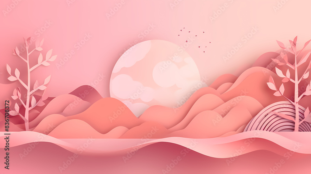 Background with light pink gradient color paper cut vector image Background with light pink gradient color paper cut vector image