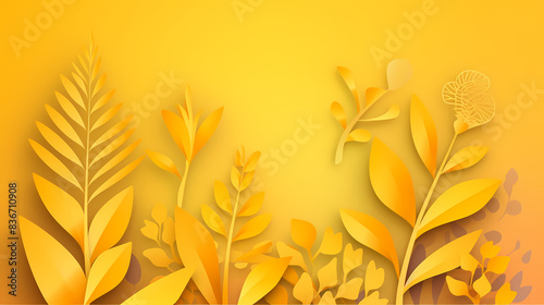 Background with yellow gradient color paper cut vector image