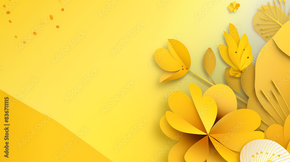Obraz premium Background with yellow gradient color paper cut vector image