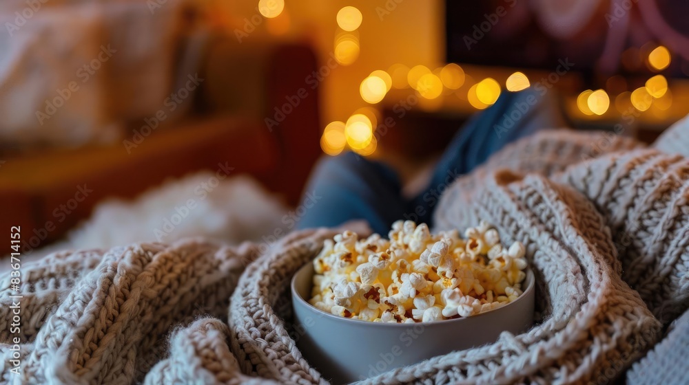 Movie Night Family enjoying a movie night at home with popcorn and cozy blankets Movie Night Family enjoying a movie night at home with popcorn and cozy blankets