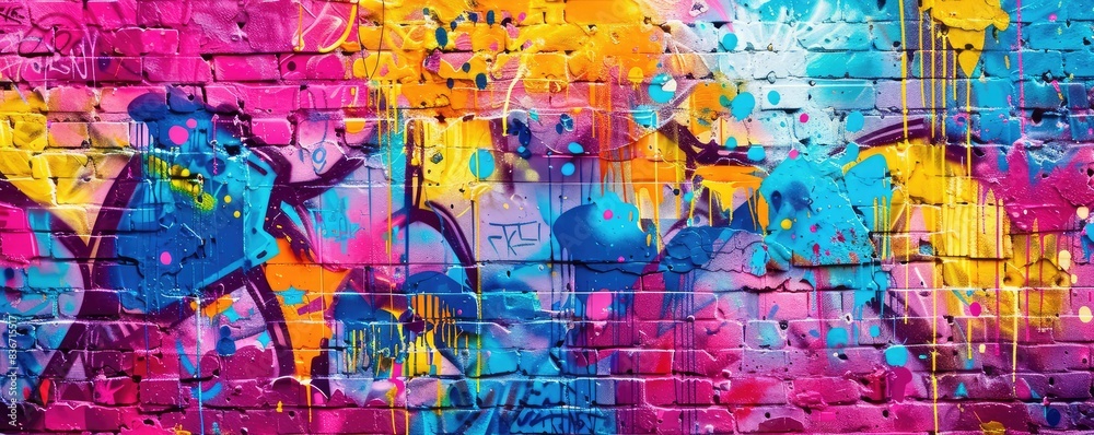 Close-up of vividly colored paint dripping down a textured wall, creating an abstract flow. Close-up of vividly colored paint dripping down a textured wall, creating an abstract flow.