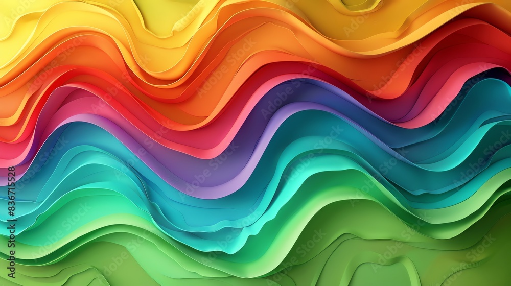 Obraz premium rainbow colors, wave gradient shape over Chartreuse green background, round, centered