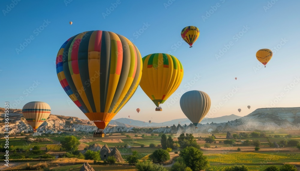 Obraz premium Enchanting Cappadocia: Aerial Symphony of Hot Air Balloons at Sunrise