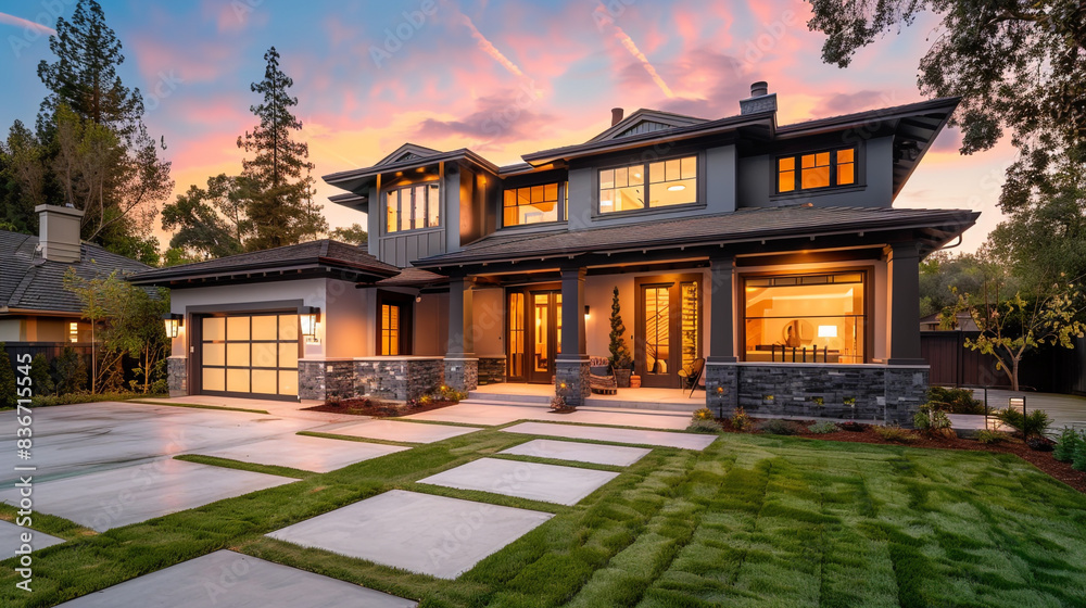 Sophisticated Craftsman Style New Construction Rose House Highlighting Modern Design Elements in a Quiet Riverside Community