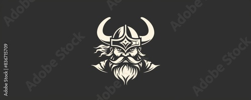 drawing of a Viking helmet icon on a distressed background.
