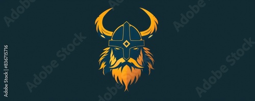 drawing of a Viking helmet icon on a distressed background.