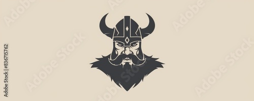 drawing of a Viking helmet icon on a distressed background.