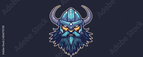 drawing of a Viking helmet icon on a distressed background.