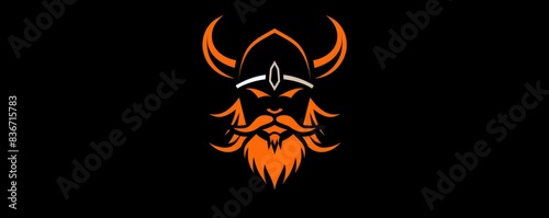 drawing of a Viking helmet icon on a distressed background.