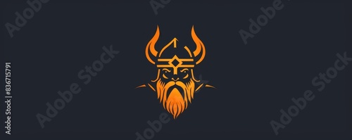 drawing of a Viking helmet icon on a distressed background.