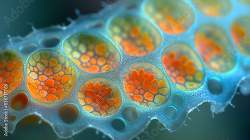 Microscopic image of Microscopic image of nymphaea of aqustio stem. photo