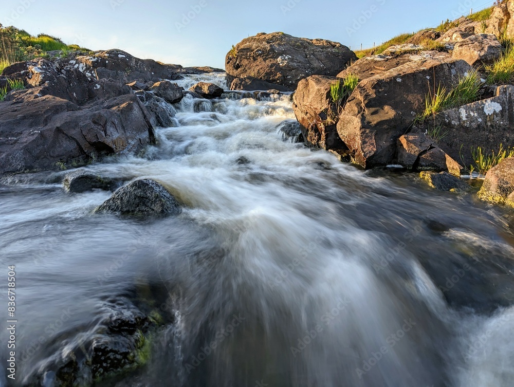 Beautiful nature scenery, Screebe waterfall, Connemara national park, Galway, Ireland