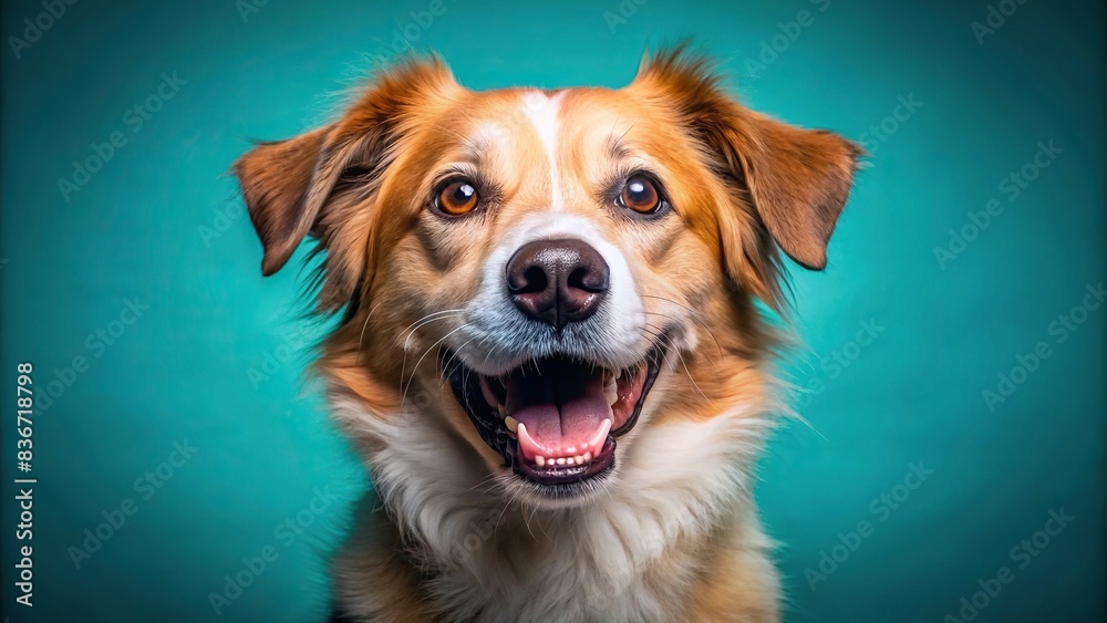 Happy dog with a smiling expression, isolated on background