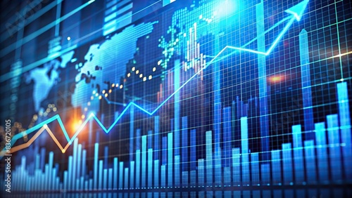 Financial growth graph analysis on digital stock market background © Sanook