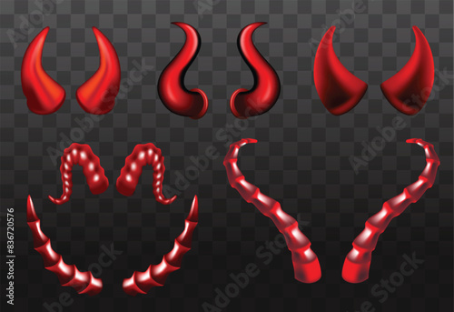 Set of Realistic Horn isolated. 3D Illustration