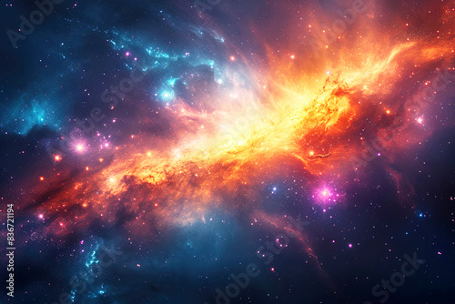 Deep space with nebulae  star galaxies. Astronomical universe colored landscape. AI generated.